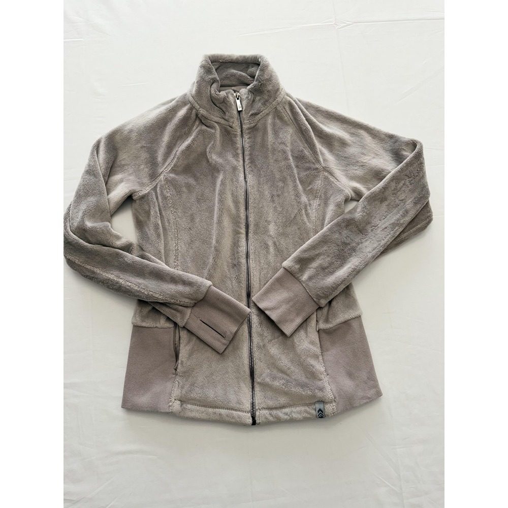 Free Country‎ Jacket Womens Small Brown Faux Fur Fleece Full Zip Thumbhole Cuffs